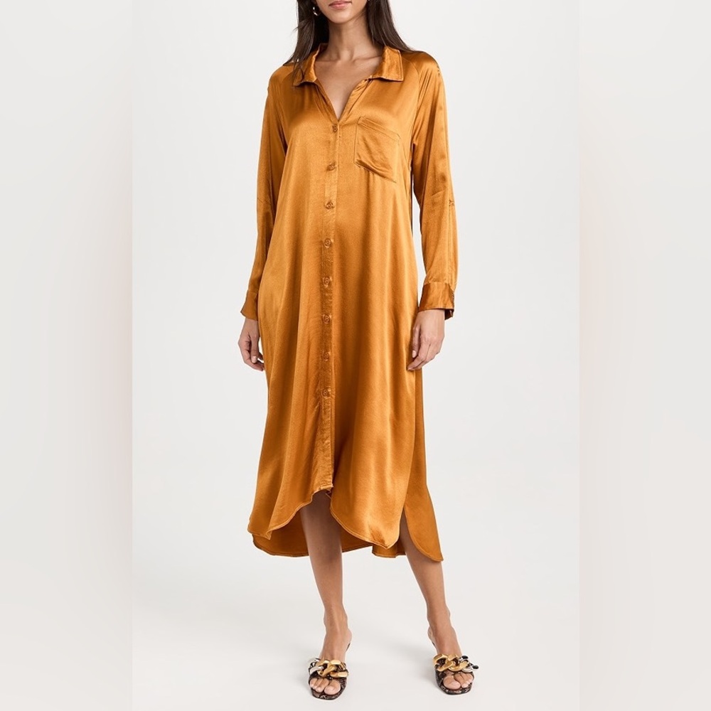 Young Fabulous and Broke • Scarlett Satin Shirt Dress